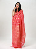 Golden Jari Cotton Silk Saree - Red