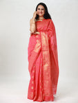 Golden Jari Cotton Silk Saree - Red