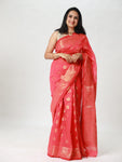 Golden Jari Cotton Silk Saree - Red