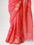 Golden Jari Cotton Silk Saree - Red