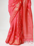 Golden Jari Cotton Silk Saree - Red