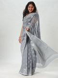 Silver Jari Cotton Silk Saree - Grey