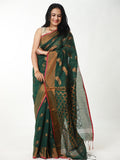 Cotton Silk Saree with Copper Jari - Green