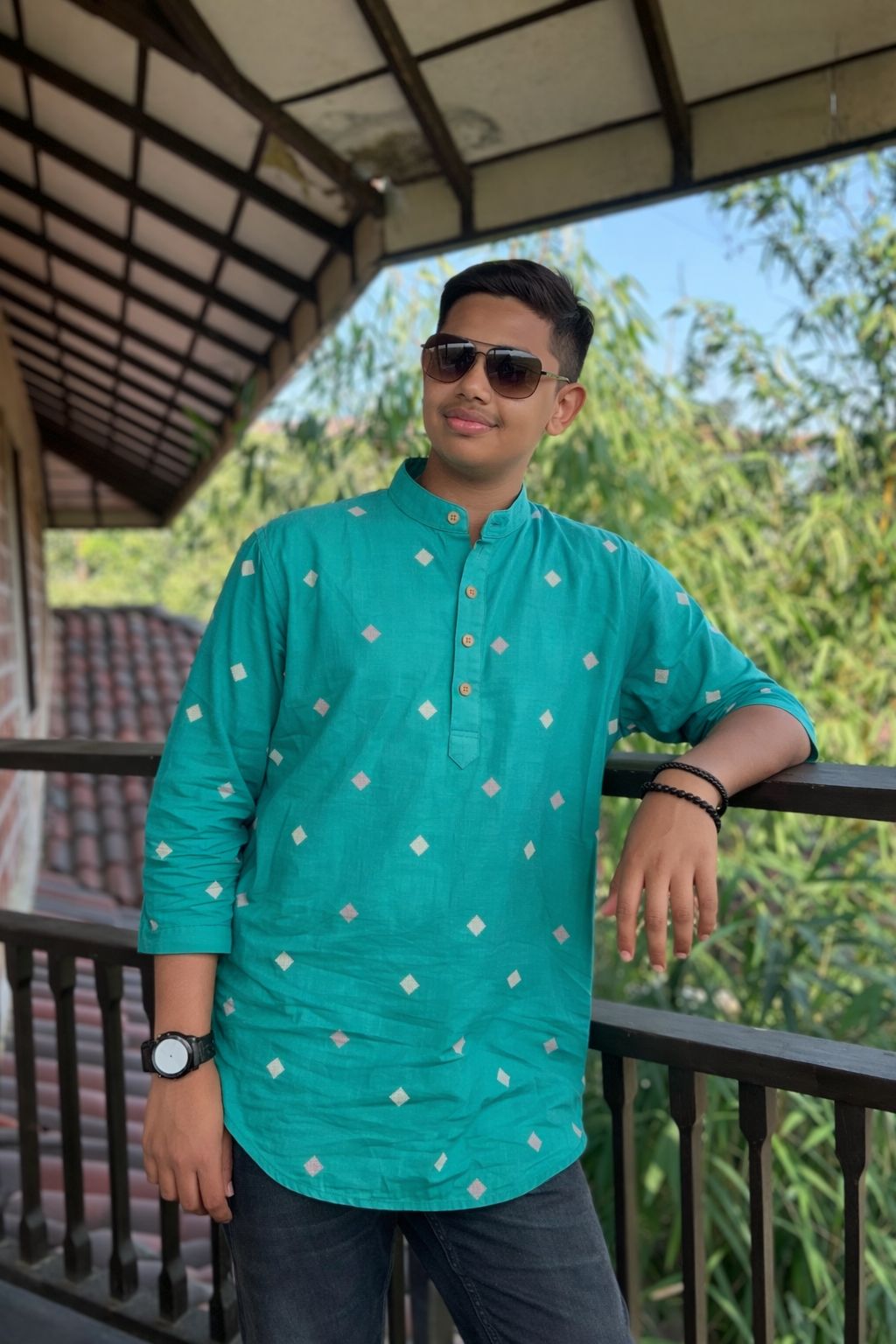 Men's Short Kurta - Teal