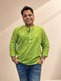 Men's Short Kurta - Lime Green