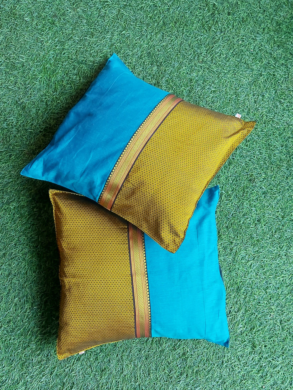 Khun Cushion Cover - Blue + Yellow Khun