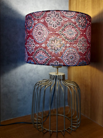 Table Lamp with Metal Base - Red Mughal
