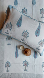 Heritage Superfine Double Bedsheet - Grey & Blue
