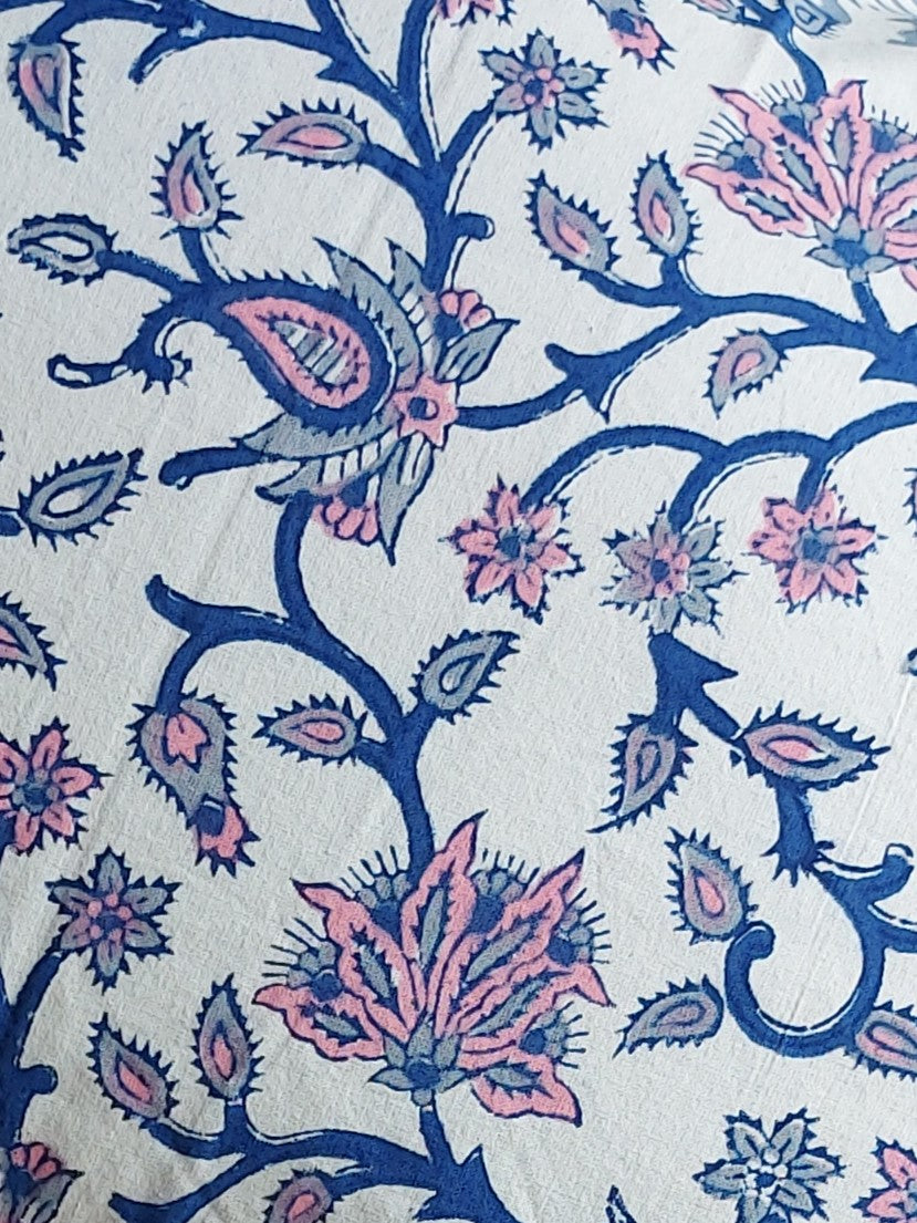 Sanganeri Double Bedsheet - Purple Floral