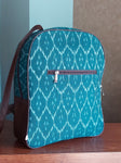 Leather Backpack - Green Ikat