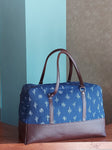 Leather Duffle Bag -Blue Ikat