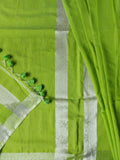 Cotton Linen Saree - Green