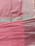 Cotton Linen Saree - Pink