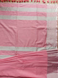 Cotton Linen Saree - Pink