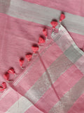 Cotton Linen Saree - Pink