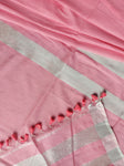 Cotton Linen Saree - Pink