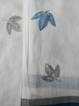 RUI - Organic Cotton Stole - Leaf Print - Blue & Grey