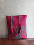 Cotton Tote Bag - Maroon Zigzag