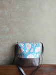 Leather Basket Sling  - Blue Floral