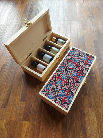 Wooden Box with Compartments - Maroon