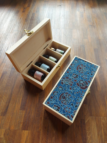 Wooden Box with Compartments - Blue