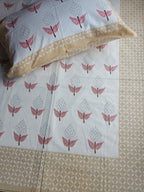 Baagh Double Bedsheet - Beige Butti