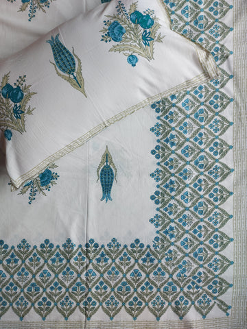 Baagh Double Bedsheet - Blue