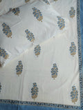 Premium Block Print Double Bedsheet - Blue