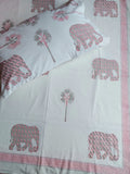 Premium Block Print Double Bedsheet - Elephant