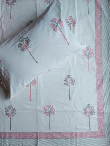 Premium Block Print Double Bedsheet - Tree