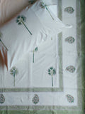 Premium Block Print Double Bedsheet - Green