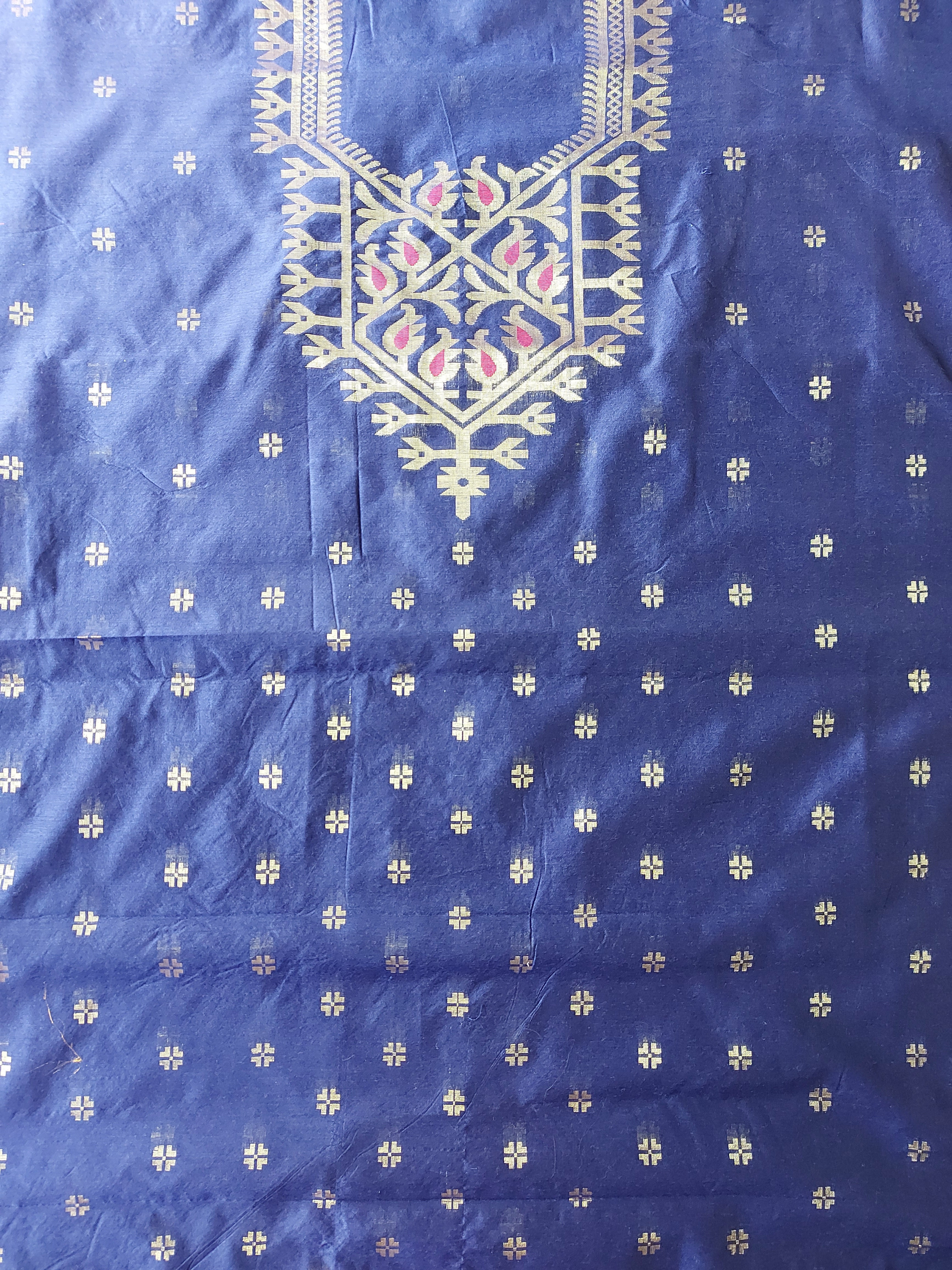 Jamdani Festive Top Material - Blue