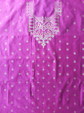 Jamdani Festive Top Material - Pink