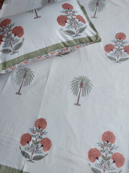 Baagh Double Bedsheet - Peach