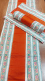 Table Mat & Table Runner Set - White + Orange