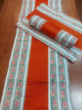 Table Mat & Table Runner Set - White + Orange