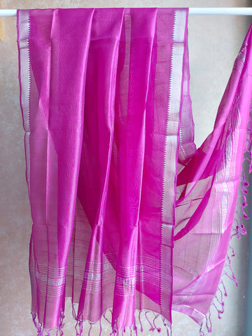 Mangalgiri Pattu Silk Dupatta - Magenta