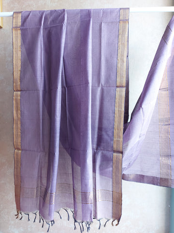 Mangalgiri Cotton Plain Dupatta with Nizam Border