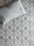 Baagh Double Bedsheet - Green & Beige