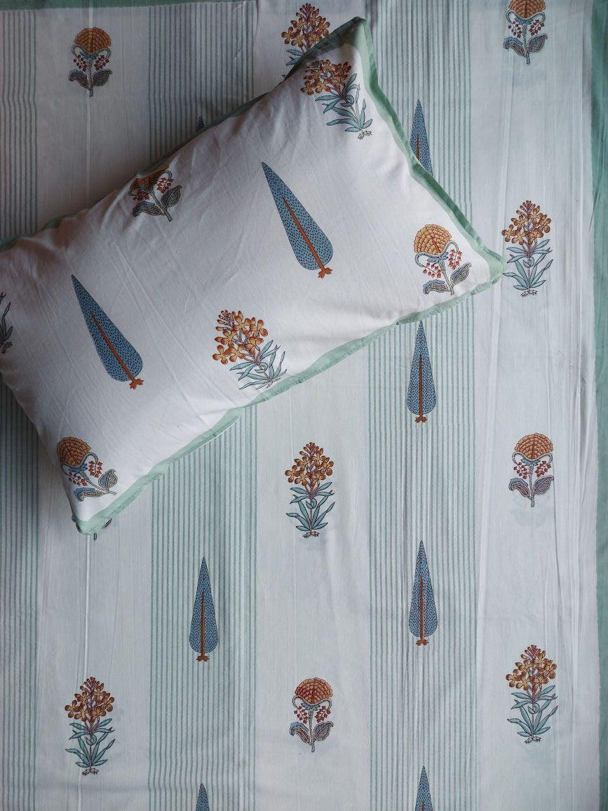 Baagh Double Bedsheet - Green