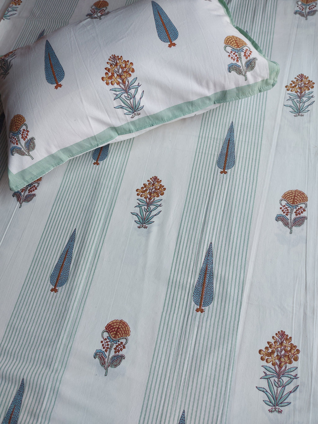 Baagh Double Bedsheet - Green