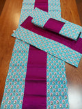 Table Mat & Table Runner Set - Blue + Pink