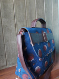 Leather Square Sling Bag - Blue