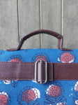 Leather Square Sling Bag - Blue