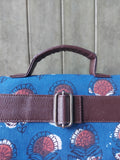 Leather Square Sling Bag - Blue