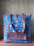 Leather Tote Bag - Blue