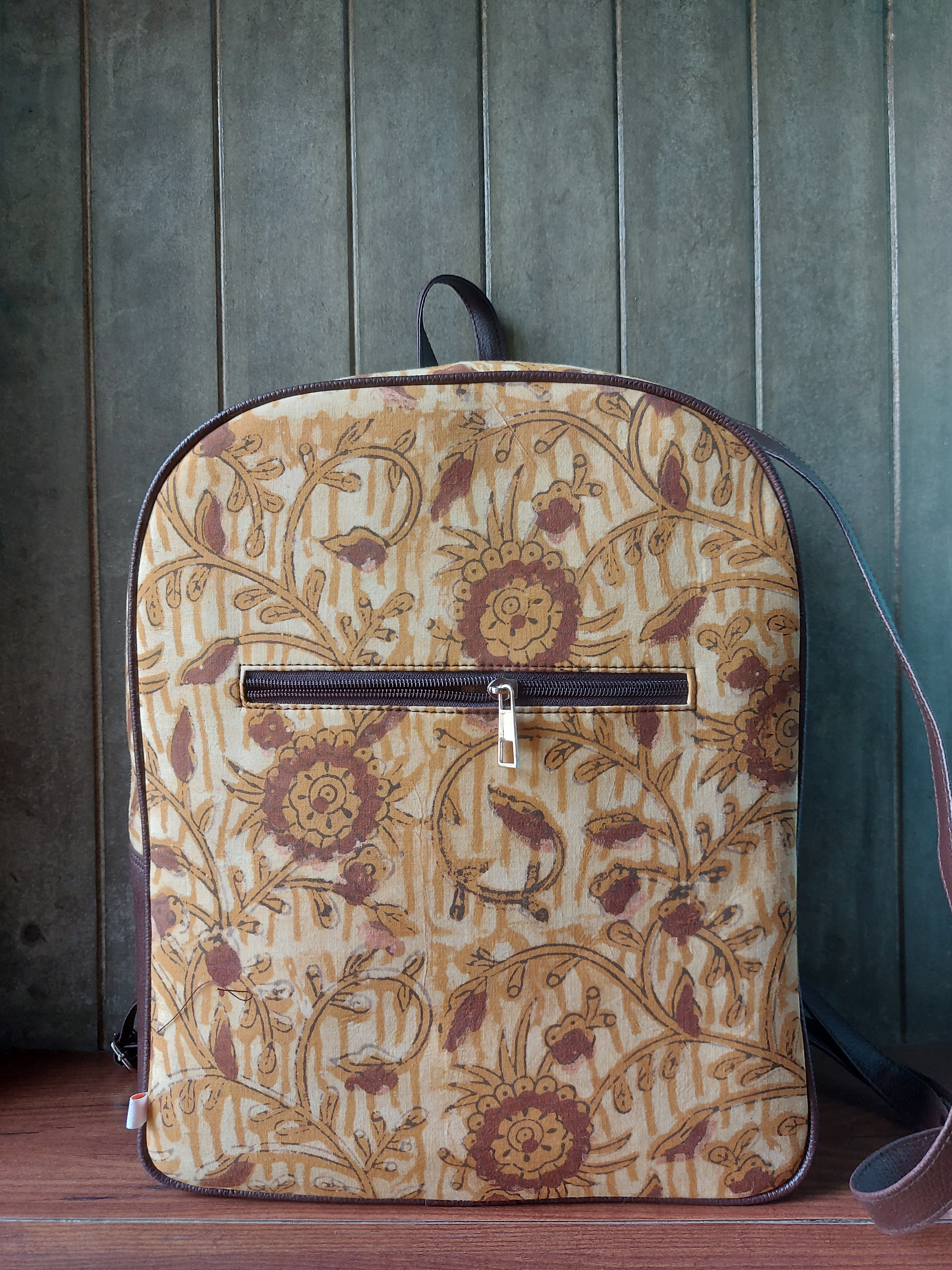 Leather Backpack - Mustard Brown