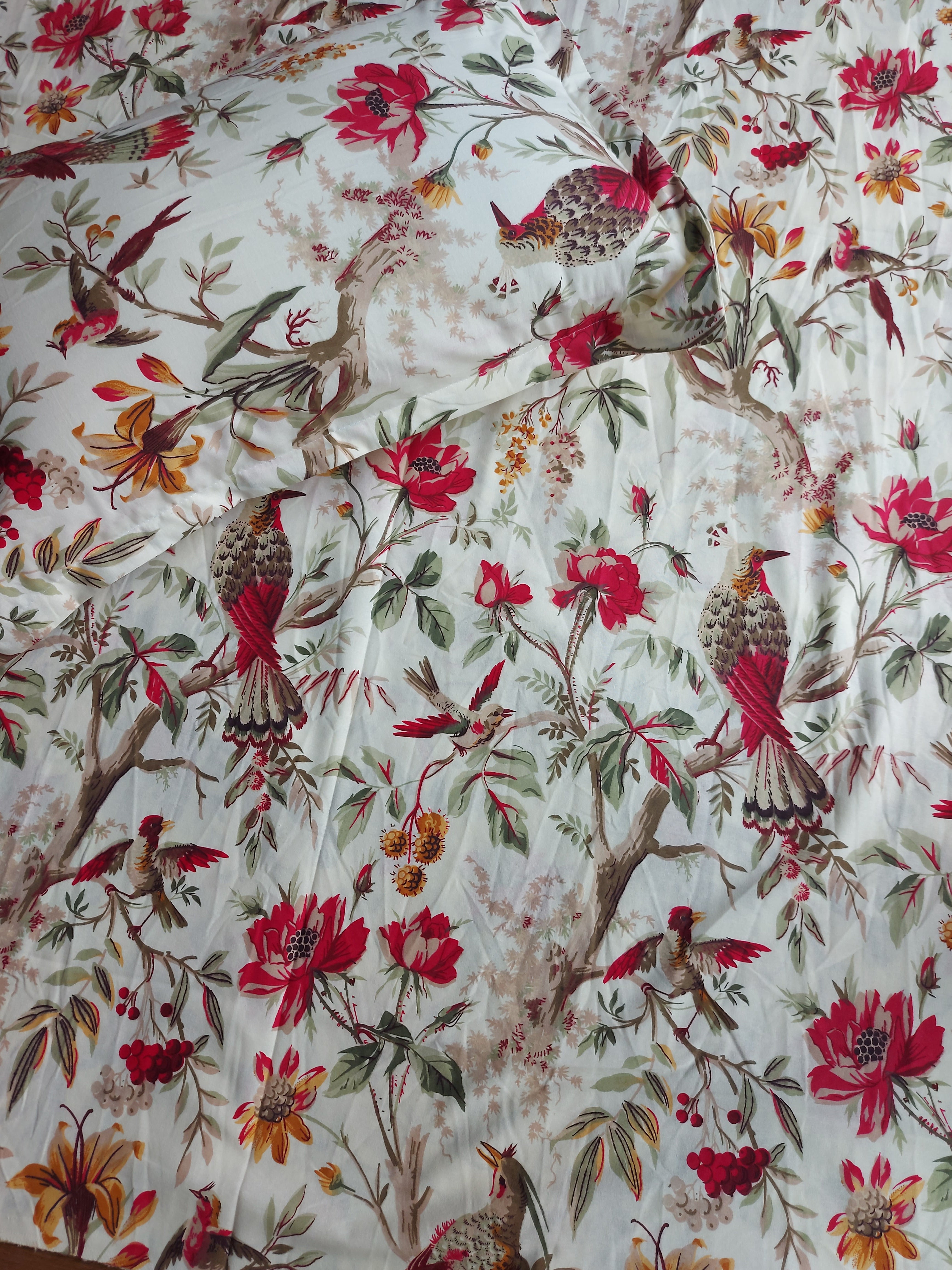 Floral Double Bedsheet - Maroon