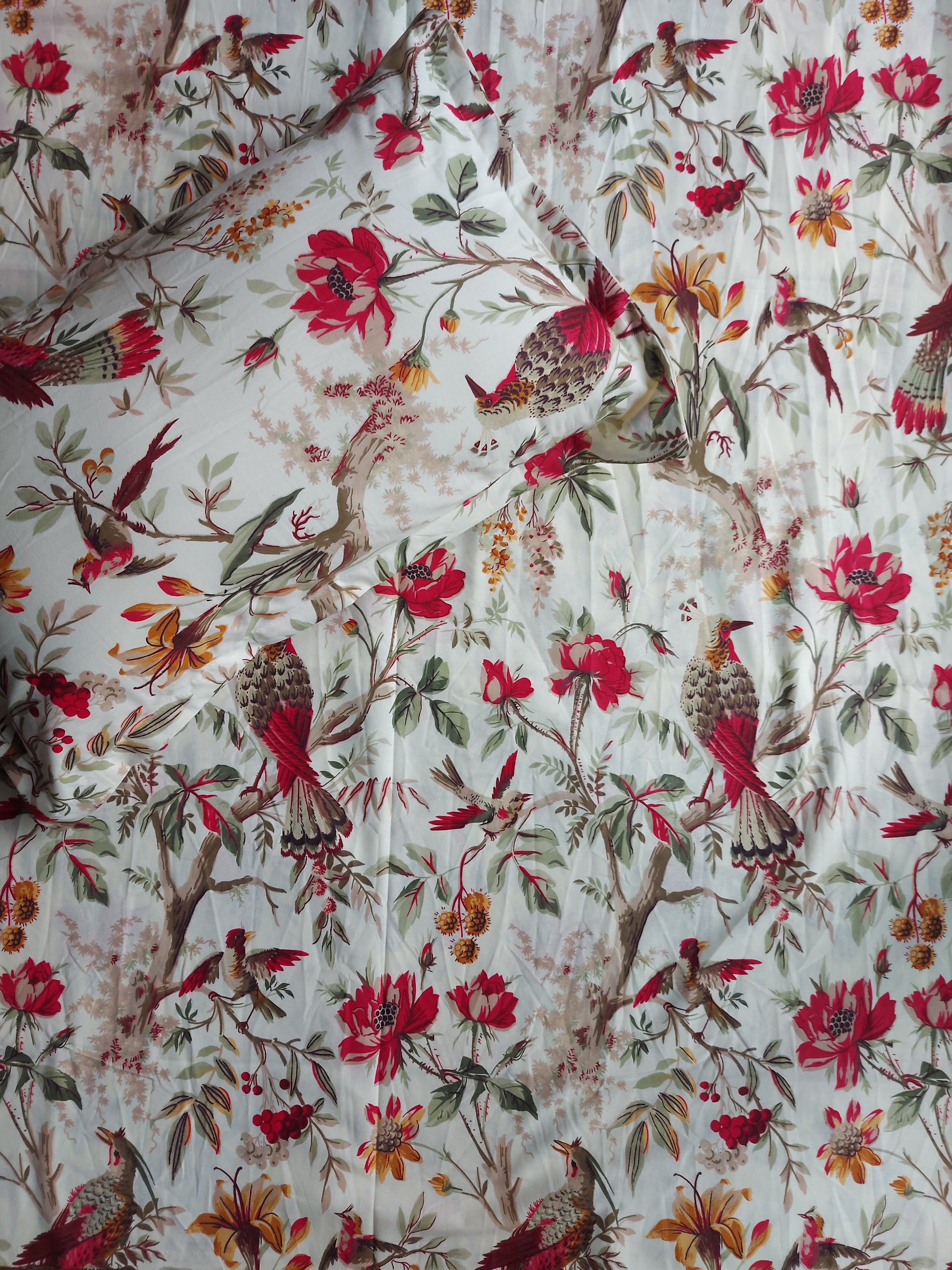 Floral Double Bedsheet - Maroon
