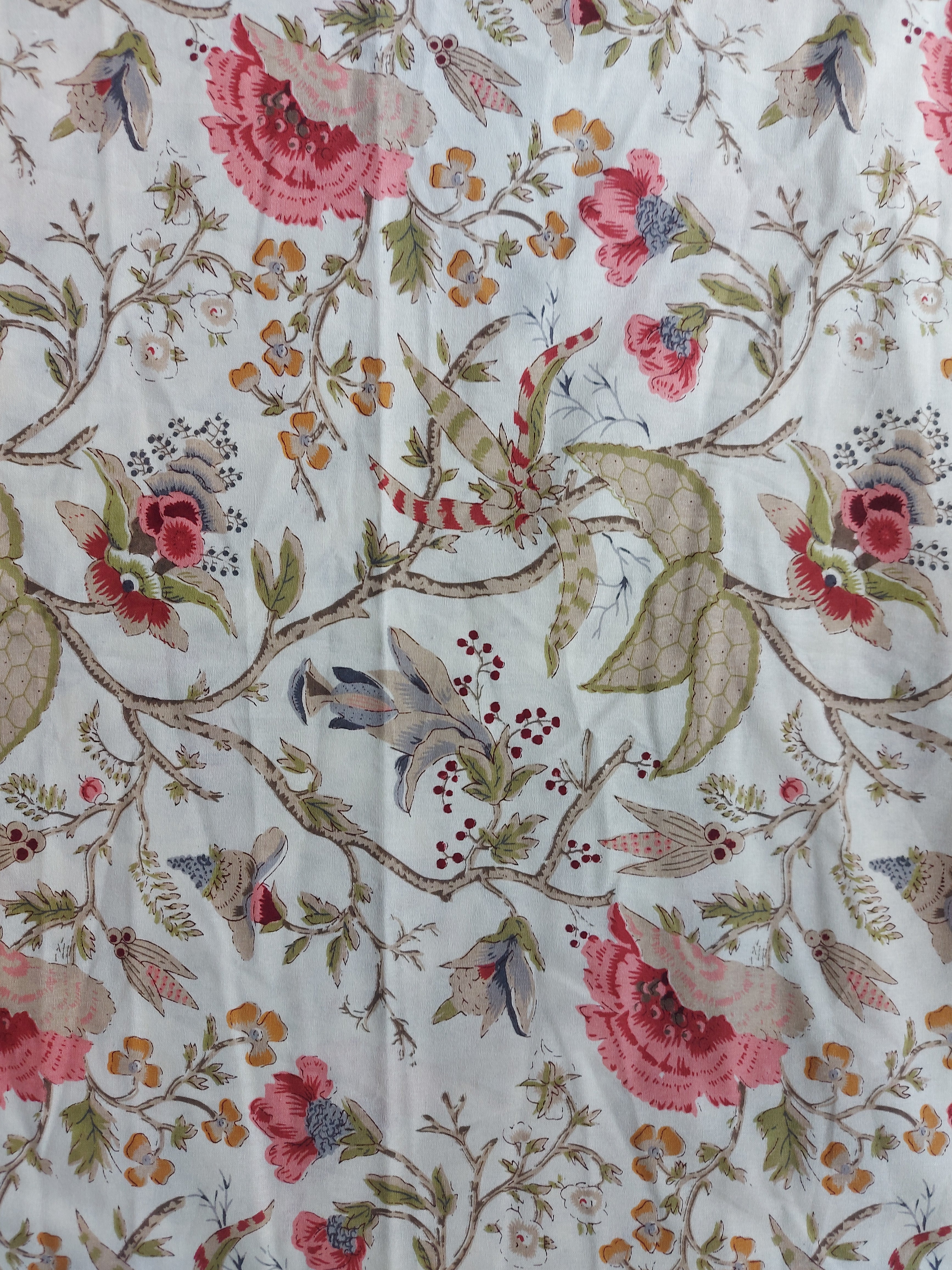 Floral Double Bedsheet - Beige